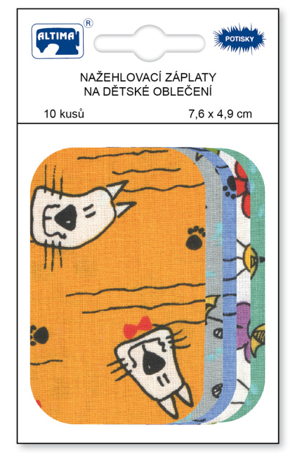 Nažehlovací záplaty s potiskem malé 10 ks - pejsci oranžoví + mix